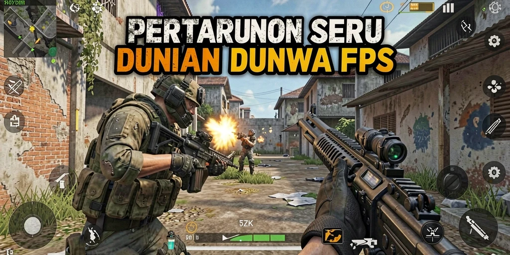 Screenshot utama 5ZK menunjukkan aksi pertarungan FPS yang mengagumkan.