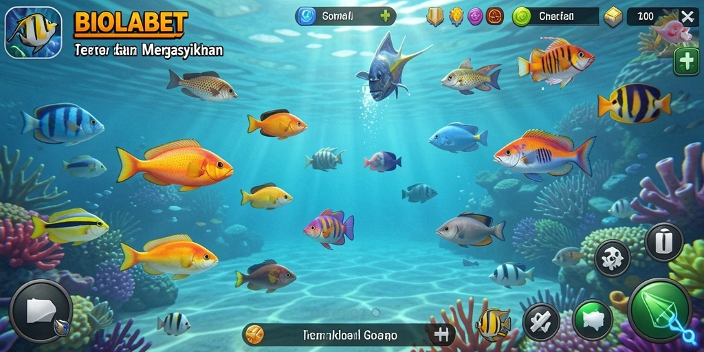 Tampilan gameplay menembak ikan yang seru dan dinamis di BIOLABET.