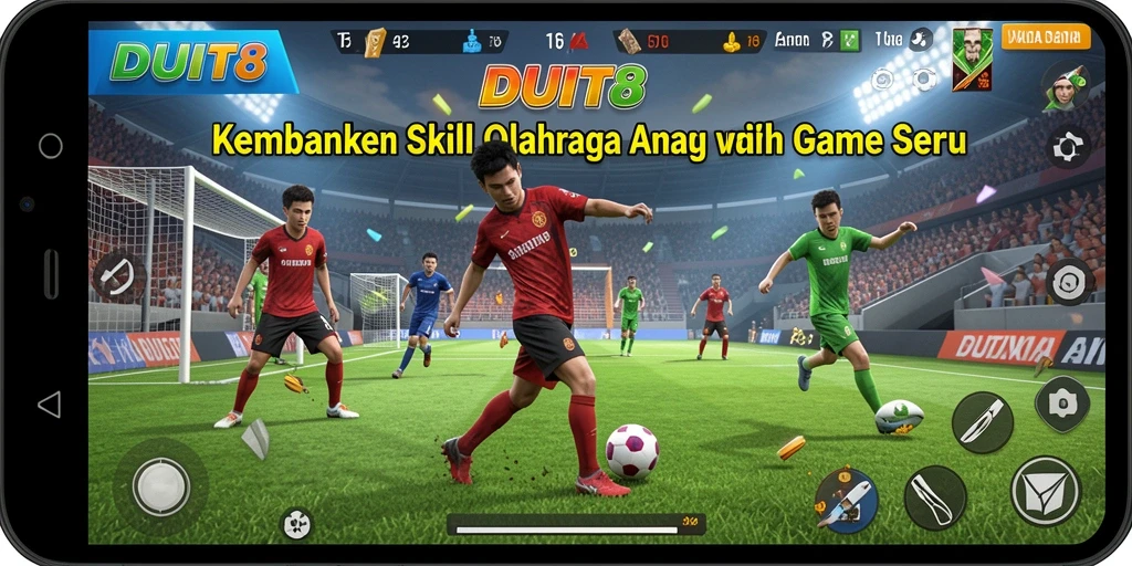 Screenshot menunjukkan pemain bersaing dalam permainan olahraga yang seru.