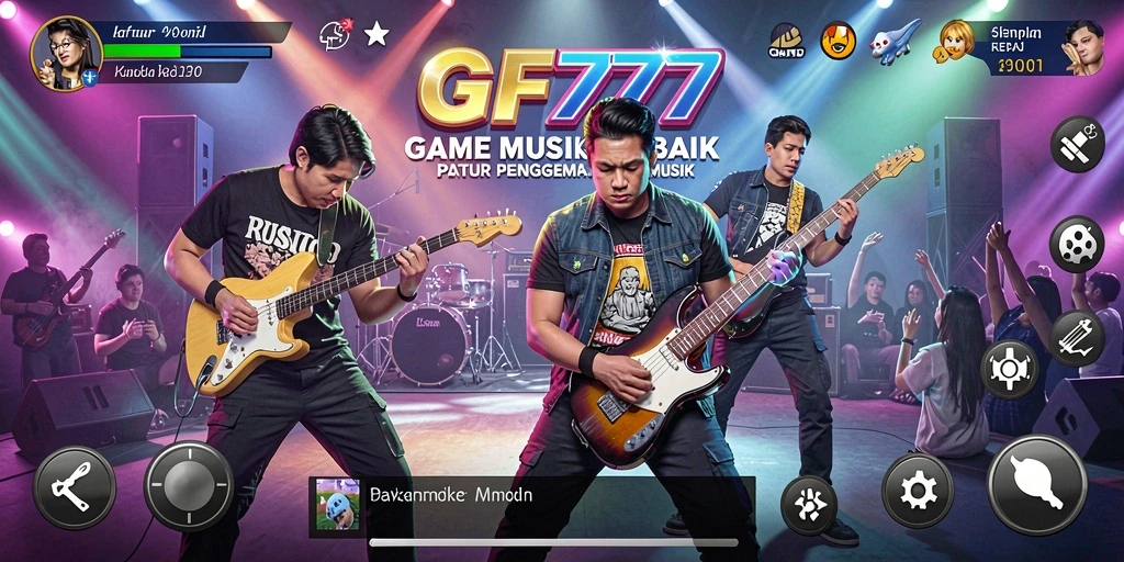 Tampilan gameplay seru dalam GF777 yang menguji kemampuan musik Anda.