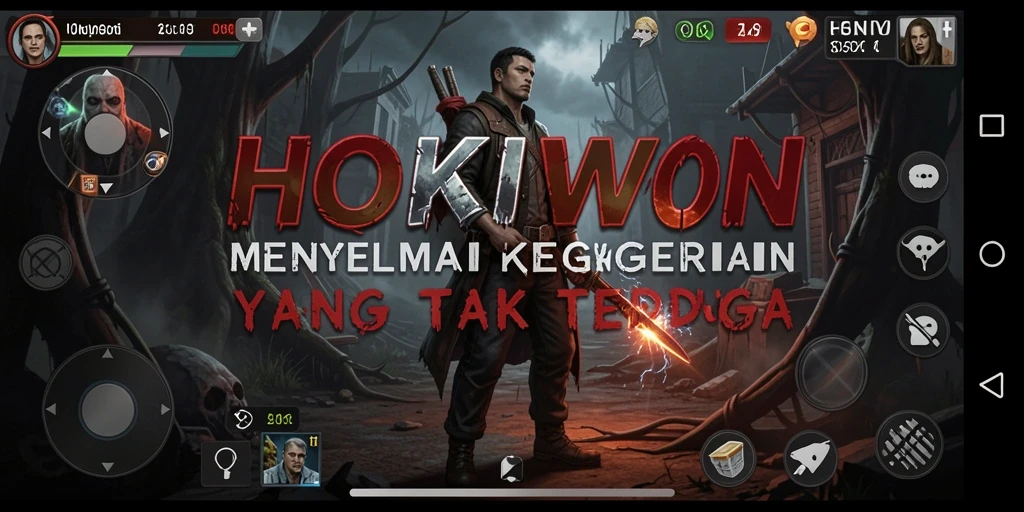 Tangkapan layar HOKIWON menampilkan momen menegangkan saat menghadapi musuh.