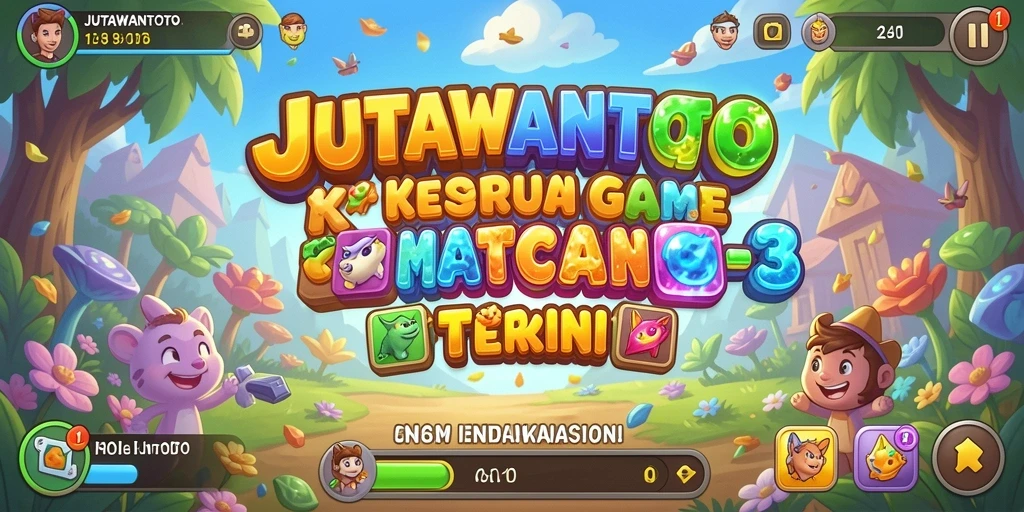 Screenshot utama JUTAWANTOTO menampilkan gameplay Match-3 yang menarik.