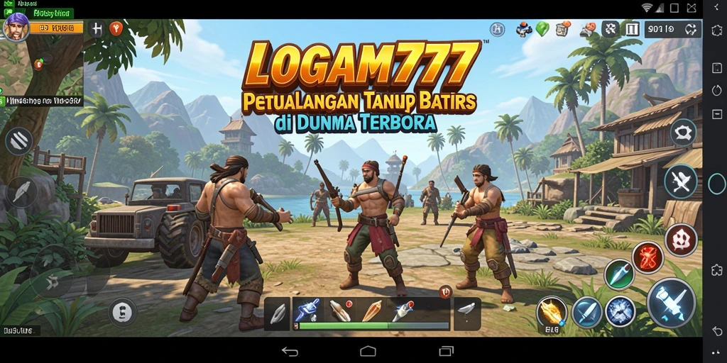 Screenshot LOGAM777 menunjukkan pemain beraksi di dunia terbuka yang luas.