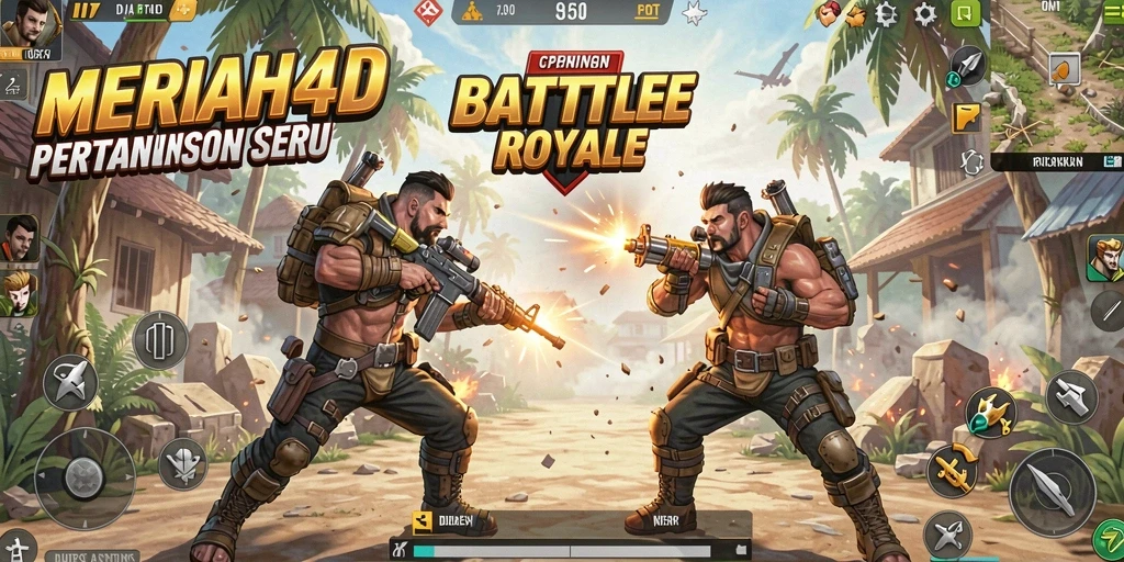 Screenshot gameplay MERIAH4D yang mendebarkan dalam pertempuran Battle Royale.
