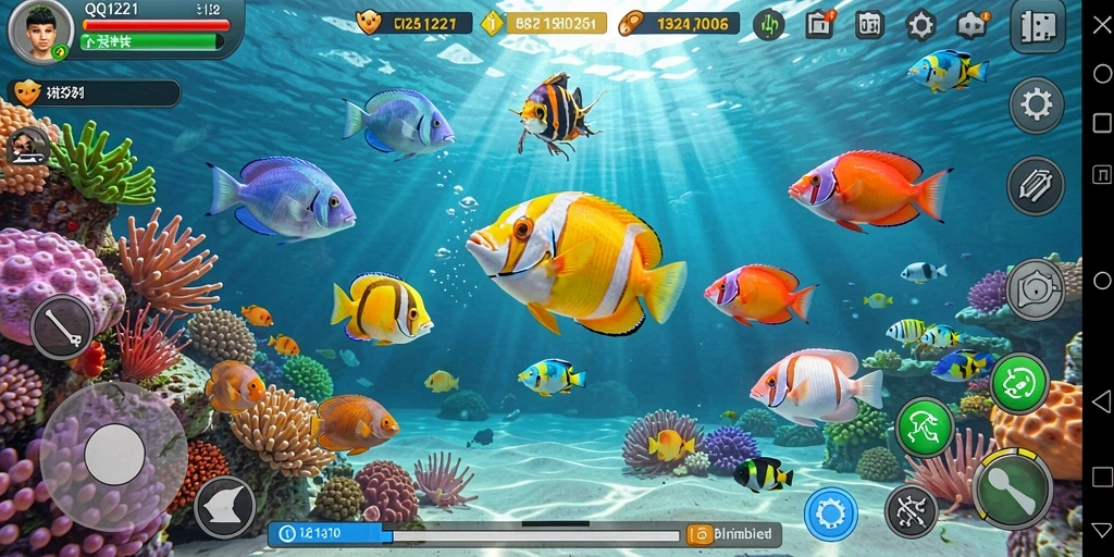 Screenshot QQ1221 menampilkan aksi seru menangkap ikan.