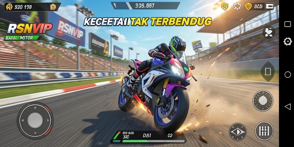 Tampilan menarik dari gameplay balapan motor yang seru.