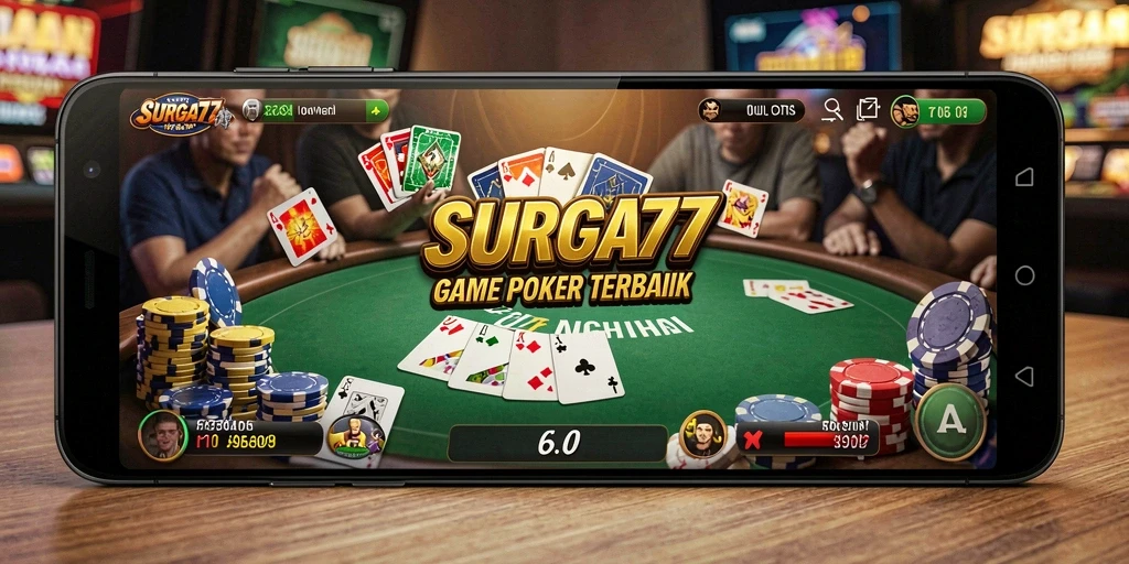 Screenshot gameplay SURGA77 yang menunjukkan aksi poker seru.
