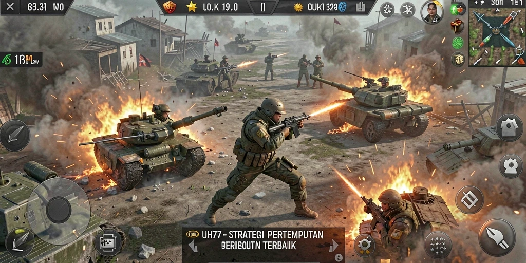 Tangkapan layar gameplay <strong>UH77</strong> menampilkan aksi strategi luar biasa.