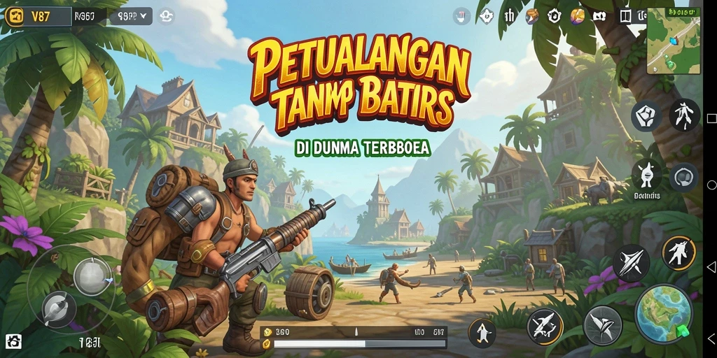 Screenshot V87 menampilkan aksi mendebarkan dalam dunia terbuka.