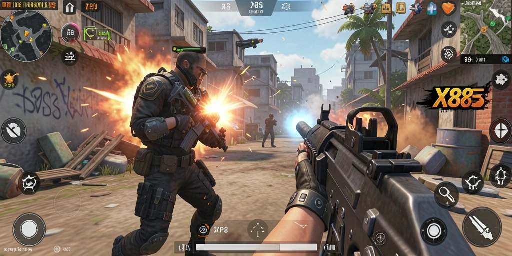 Tangkapan layar aksi menegangkan dalam gameplay X88.