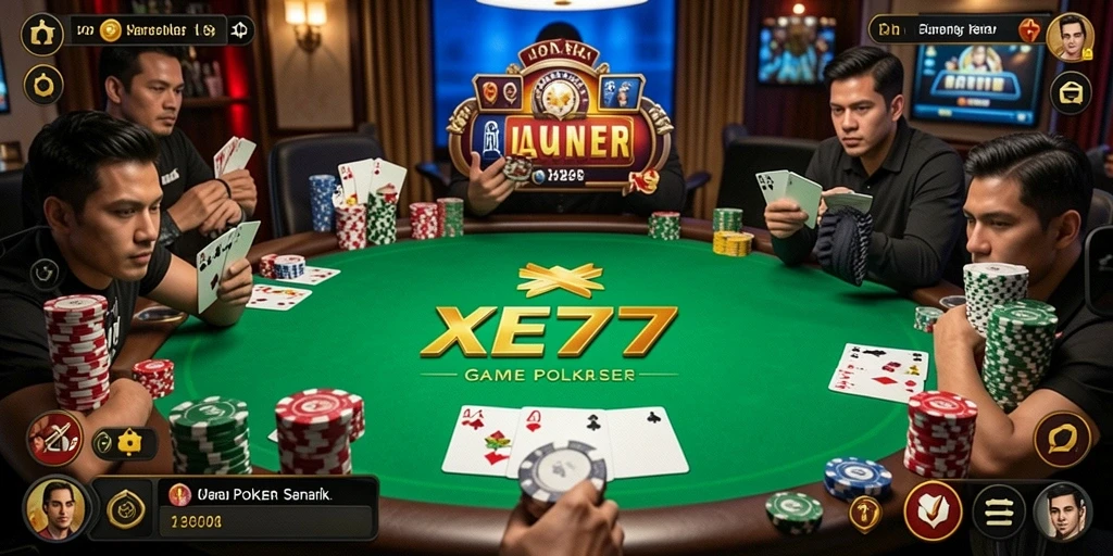 Screenshot gameplay XE77 menampilkan keseruan bermain Poker secara langsung.